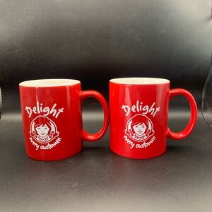 Vintage Wendy's Coffee Tea Advertisement Delight Every Customer Lot of 2 Mugs